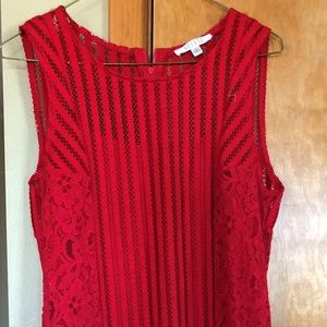 Women's red lace sleeveless dress